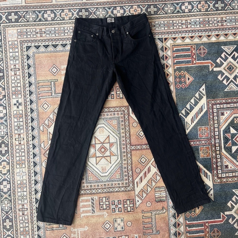 Naked and Famous slim fit selvedge black denim jeans size 33